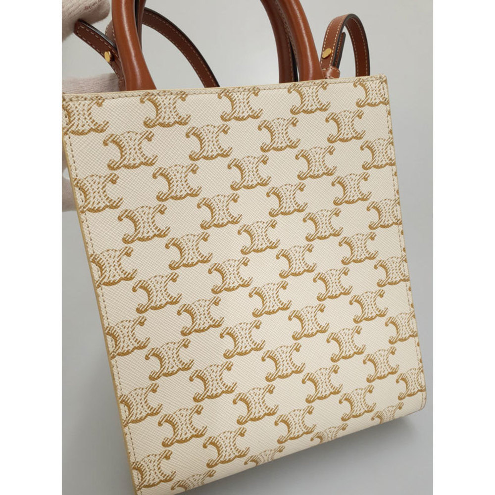 Celine Triomphe Canvas Mini 2way Bag White Brown - image 5